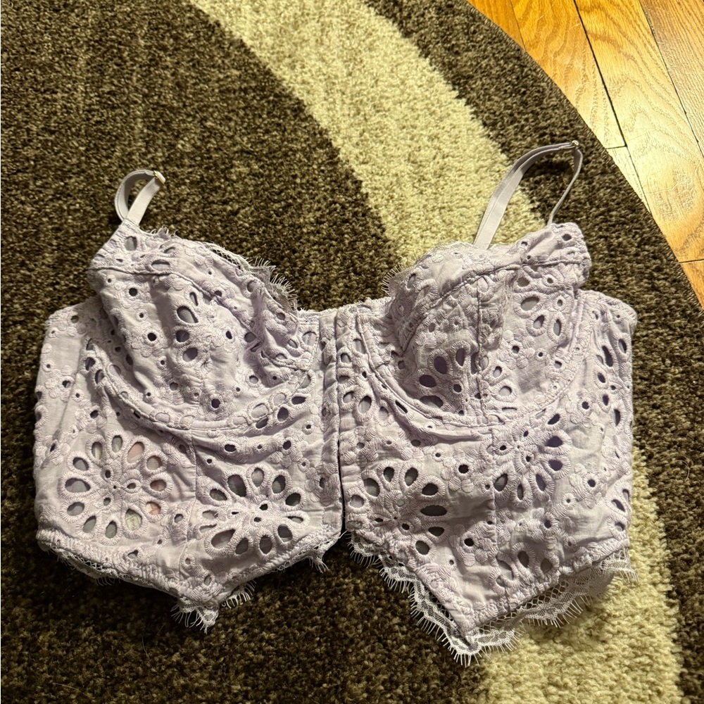 Anthropologie Lavender Eyelet Tank Top